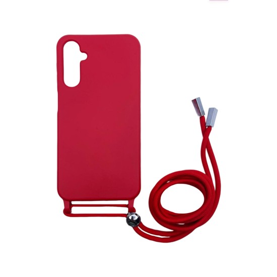 Capa de Silicone com Cordão para  Samsung Galaxy A24 Vermelho